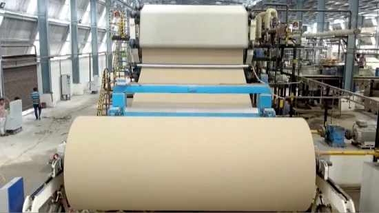 Small Scale Paper Mill Waste Carton Recycling Rice Straw Pulp Testliner Corrugated Fluting Kraft Cardboard Roll Manufacturing Production Making Paper Machine