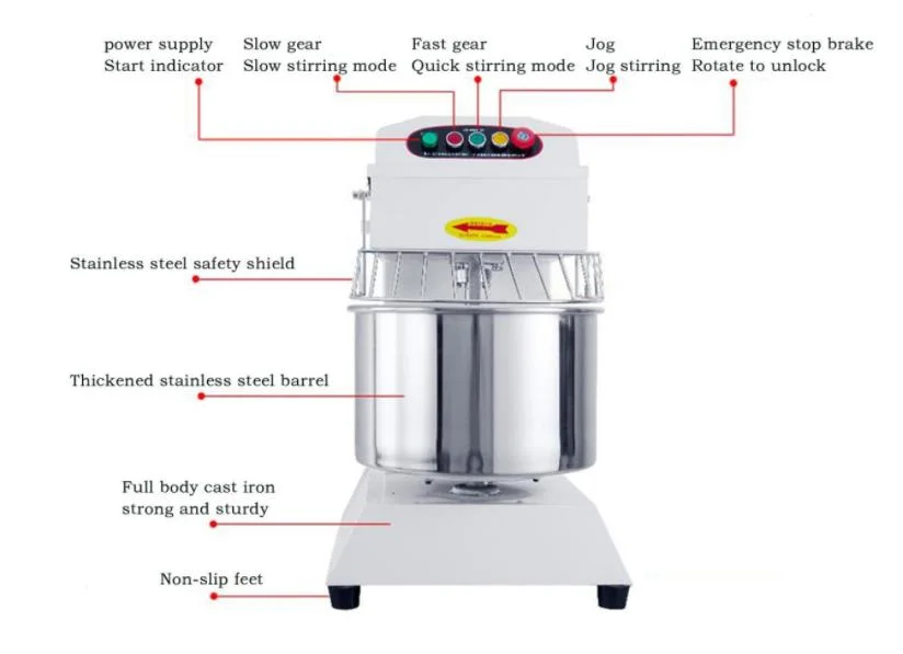 Food Machine Commercial Bakery Shop Use 20L Spiral Mixer Spiral Equipment Hooks Flour Dough Mixer/Mixing Bowls H20 Mixer 20 Litre Mixer